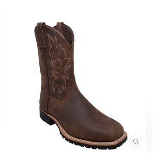 AdTec MEN'S 12" WESTERN SQUARE TOE WORK BOOT- BROWN [STEEL TOE], Men’s Size 13M
